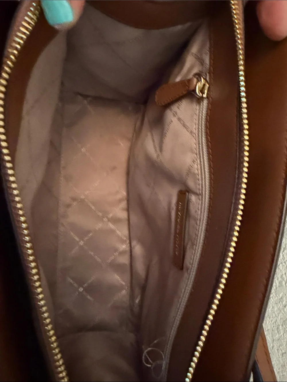 Michael Kors Brown Logo Satchel with Gold Hardware